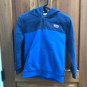 Eddie Bauer blue & navy Sherpa-fleece-lined hoodie size Medium 10/12